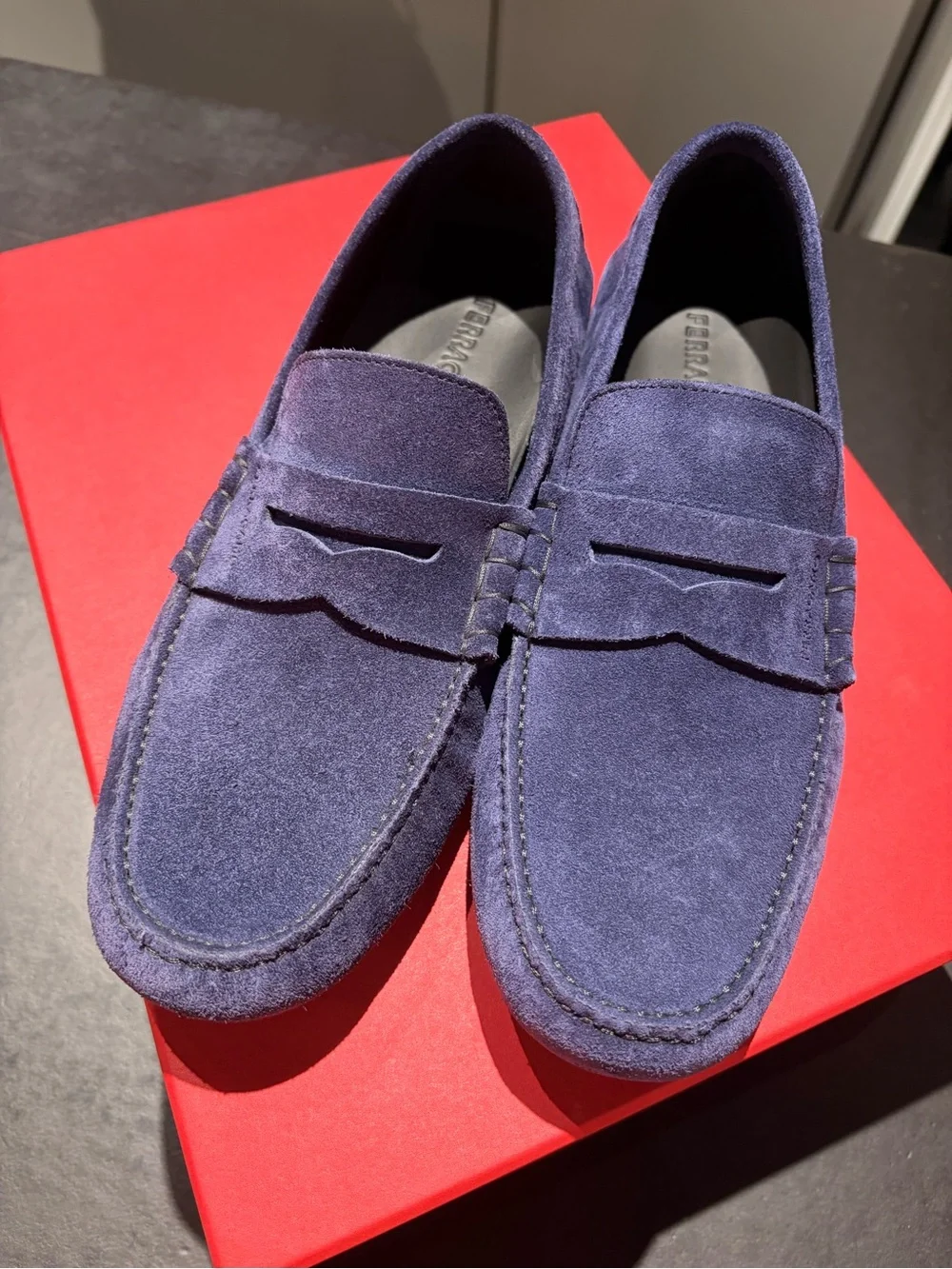Salvatore Ferragamo Men's loafers Green midnight Navy Suede Nero skin lng $995